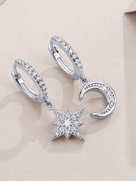 ASILEY Moissanite North Star And Moon Drop Earrings