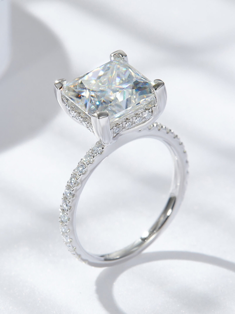 Custom Princess-Cut Moissanite Ring