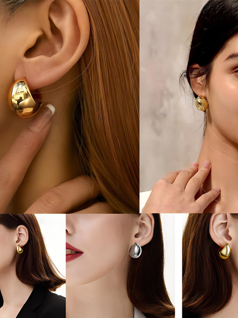 Crescent Ball-Shaped Hollow Earrings