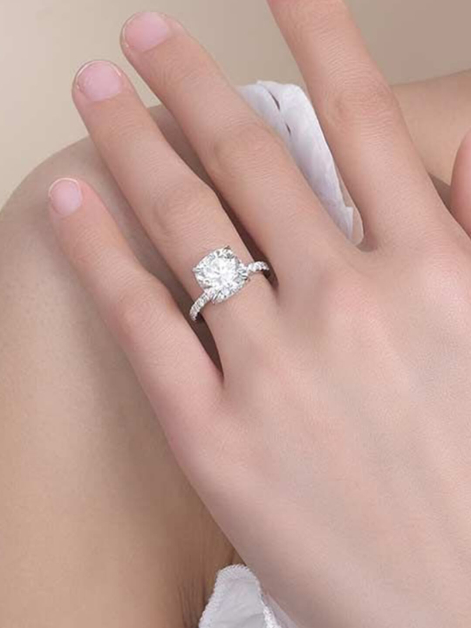 Cushion Cut Moissanite Engagement Ring