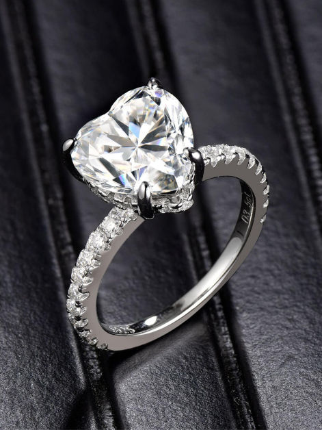 Custom Heart-Cut Moissanite Ring