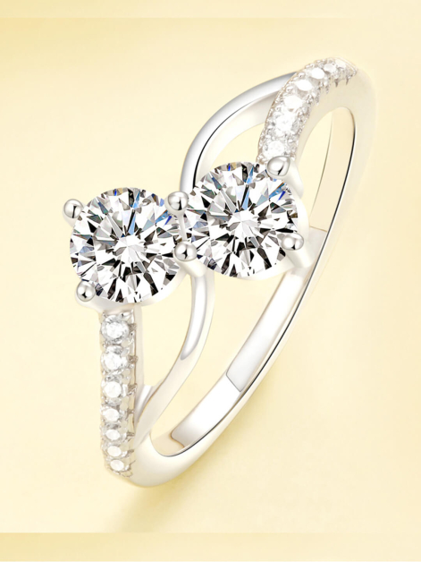 Double Round Cut Moissanite Ring For Women