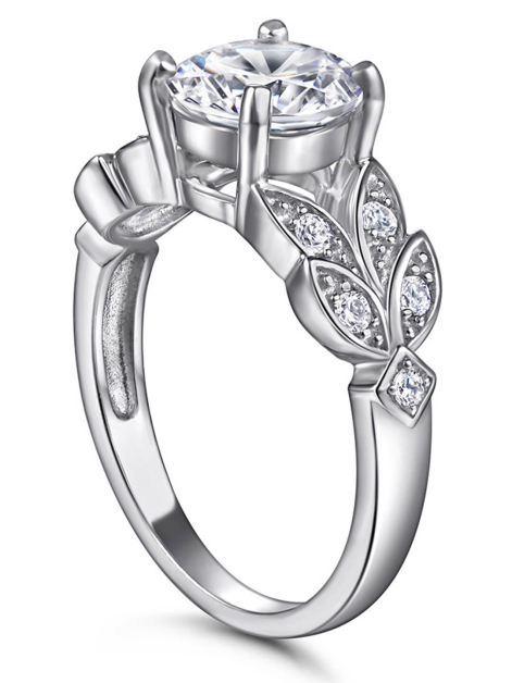 Round Cut Moissanite Ring In Sterling Silver
