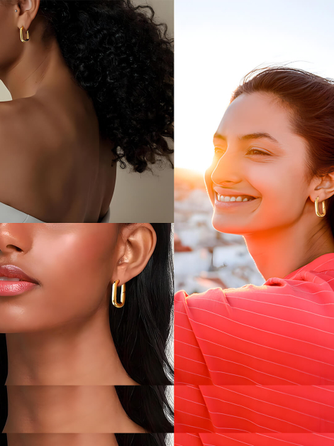 Fashionable Oval High-End Earrings