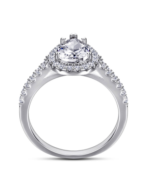 Halo Pear Cut Moissanite Ring For Women