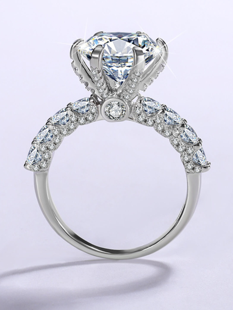 Halo Round Cut Moissanite Ring