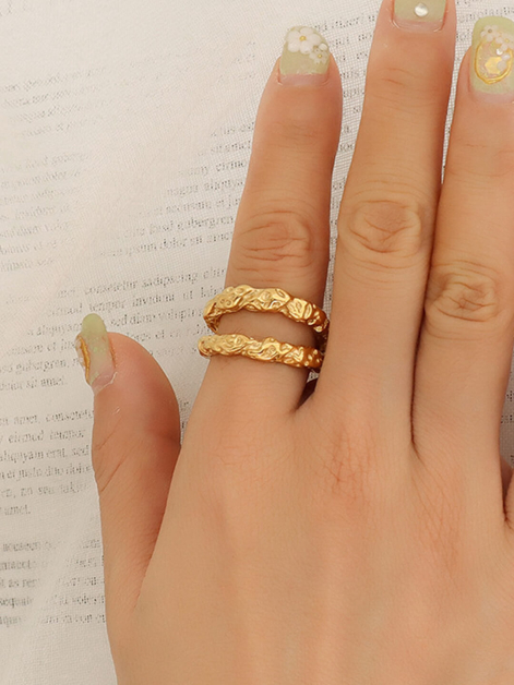 Hammered Paper Double Layer Ring