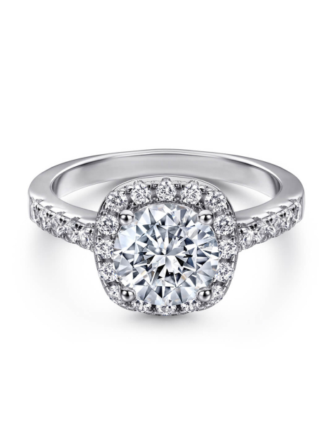 Halo Round Cut Moissanite Ring For Women