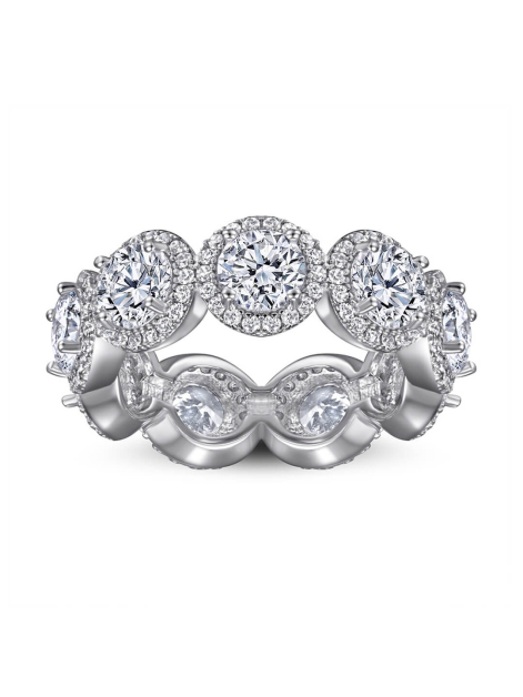 Round Eternity Moissanite Wedding Band In Sterling Silver 