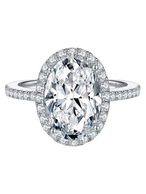 Oval Halo Moissanite Engagement Ring