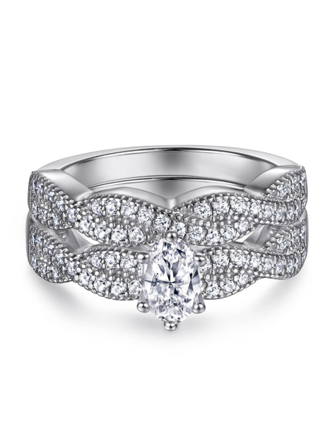 Oval Cut Moissanite Ring Set
