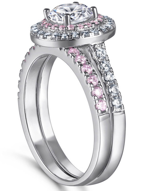 Round Cut Moissanite Ring Set
