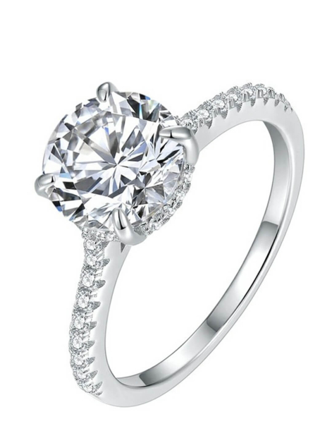 Round-Cut Hidden Halo Moissanite Ring