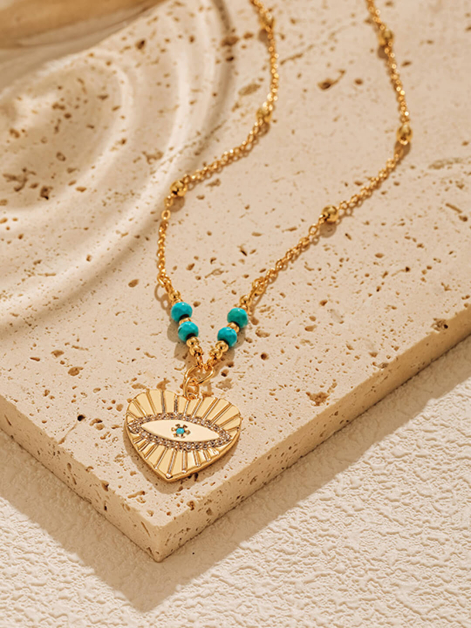 Turquoise Heart Devil's Eye Necklace