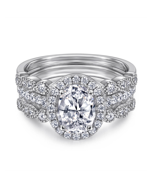 Oval Cut Moissanite 3PC Ring Set