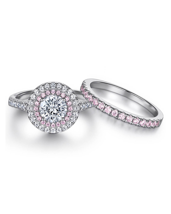 Round Cut Moissanite Ring Set