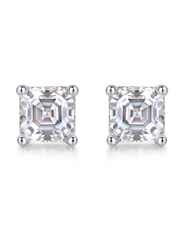 ASILEY Asscher Cut Moissanite Stud Earrings