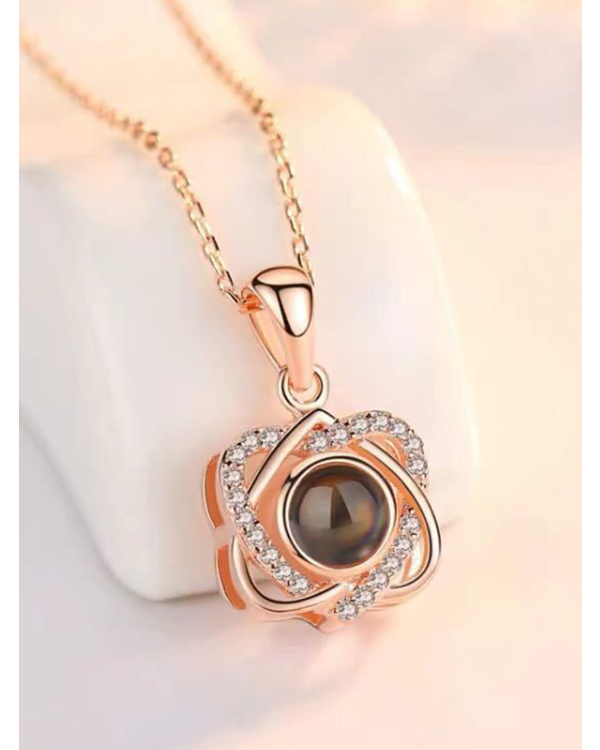 Double Heart Shape 100 Languages Projection Necklace