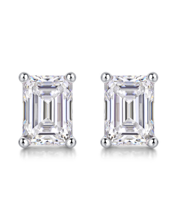 ASILEY Emerald Cut Moissanite Studs