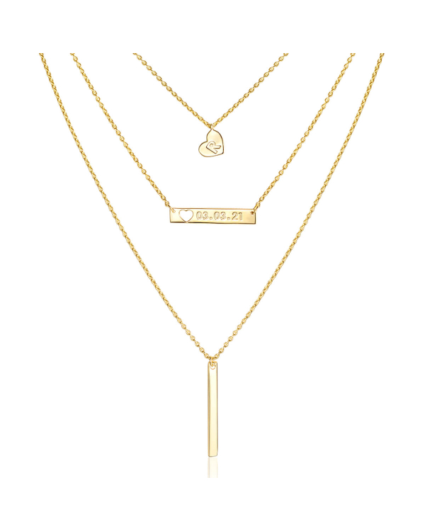 Engravable Horizontal Bar Layered Necklace 