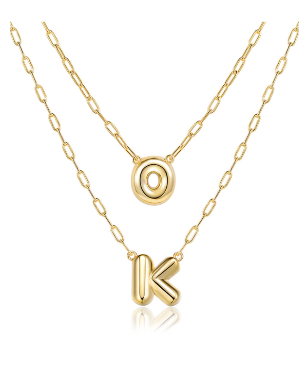 Custom Bubble Letter Layered Initial Necklace For Women