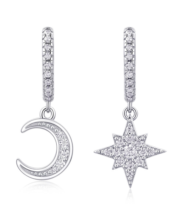 ASILEY Moissanite North Star And Moon Drop Earrings