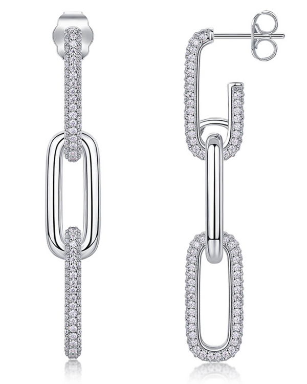 ASILEY 2CT Moissanite Paperclip Link Earrings
