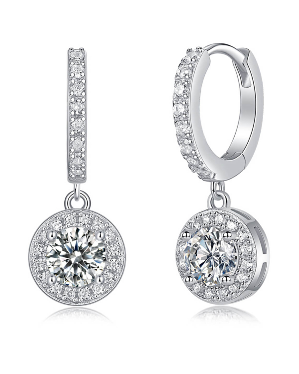 ASILEY Round Cut Moissanite Drop Earrings