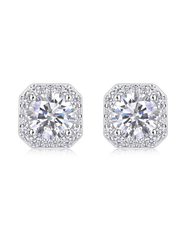 ASILEY Round Cut Moissanite Stud Earrings