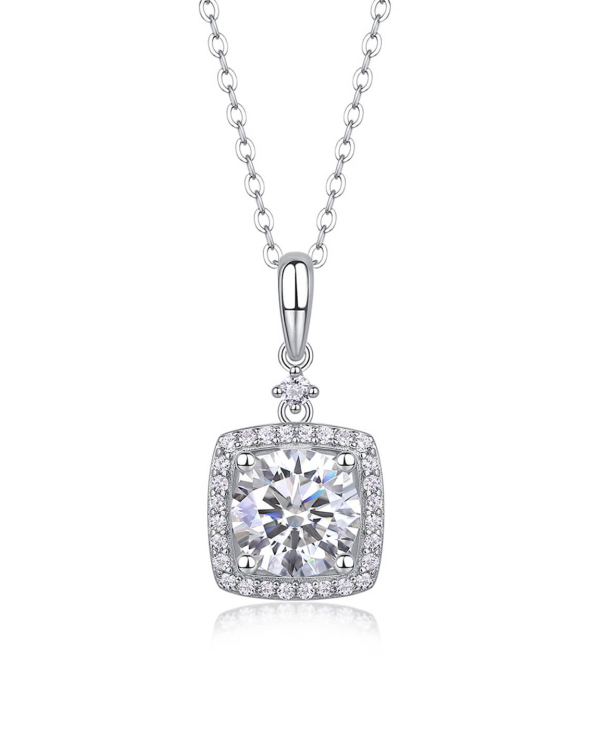 Custom Moissanite Pendant Necklace in 925 Sterling Silver