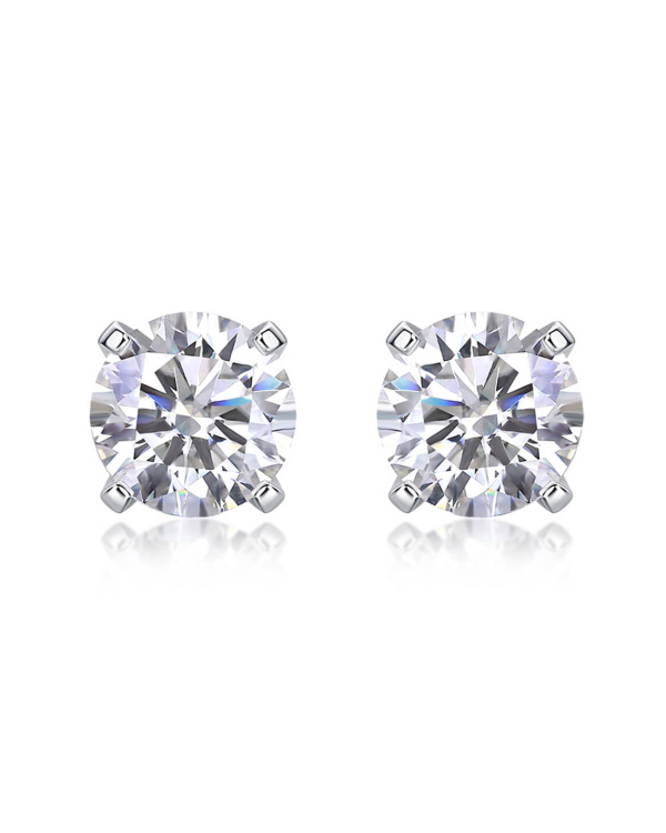 Custom Round Cut Moissanite Stud Earrings