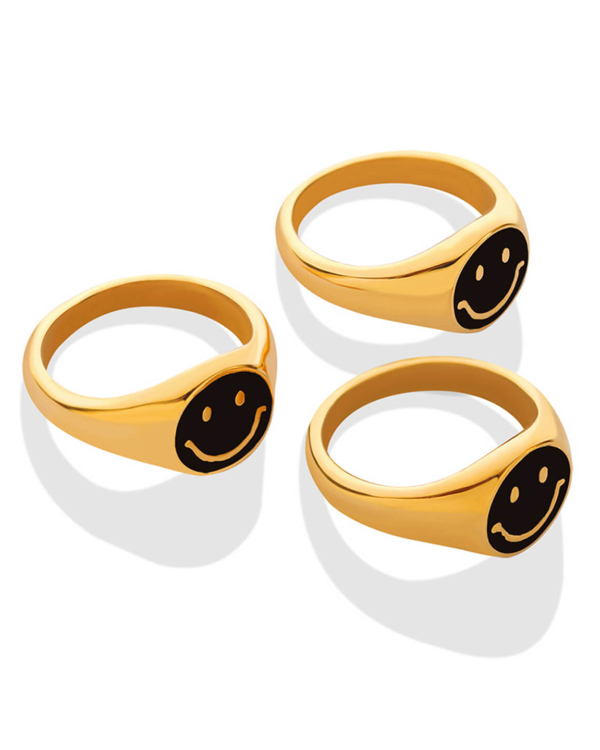Cute Smiley Geometric Ring