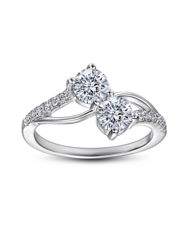 Double Round Cut Moissanite Ring For Women