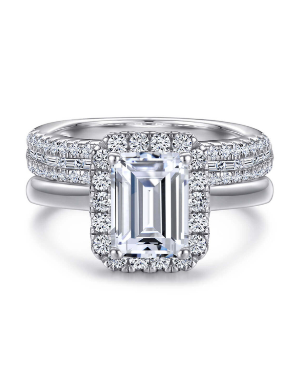 Emerald Cut Moissanite Bridal Set