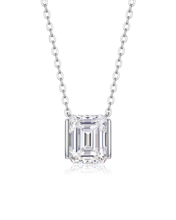 Emerald Moissanite Chain Necklace 14K Gold Plating
