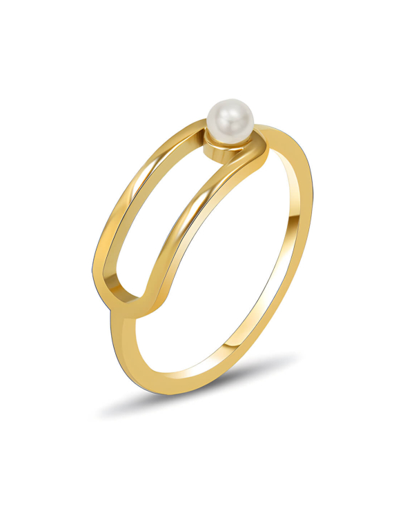 Geometric Wrap Pearl Ring