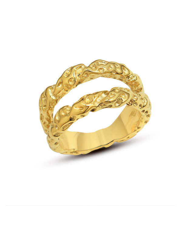 Hammered Paper Double Layer Ring