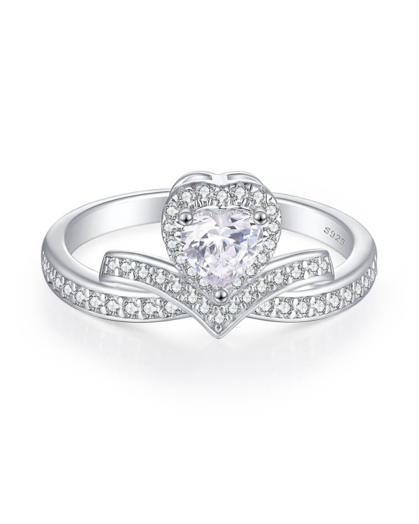 Heart Cut Moissanite Ring In 925 Sterling Silver