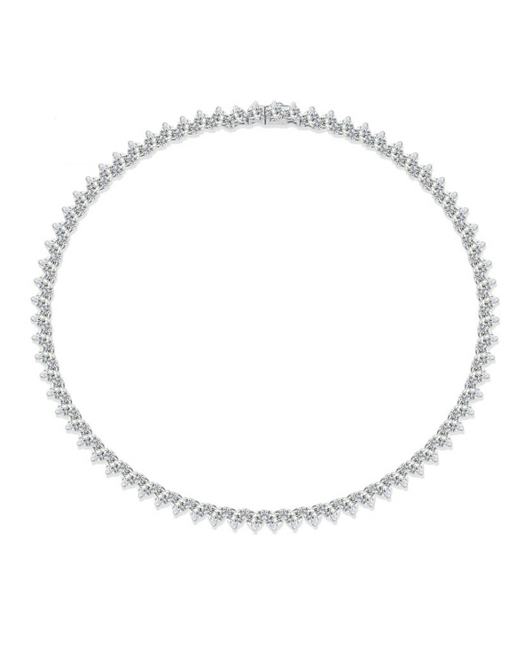 Heart Cut Moissanite Tennis Necklace For Women In Sterling Silver