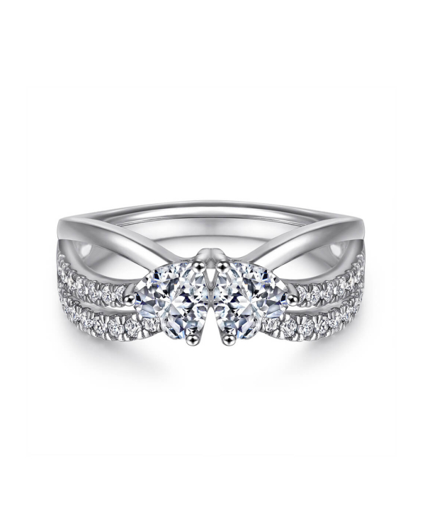 Dazzling Moissanite Heart Ring in Sterling Silver