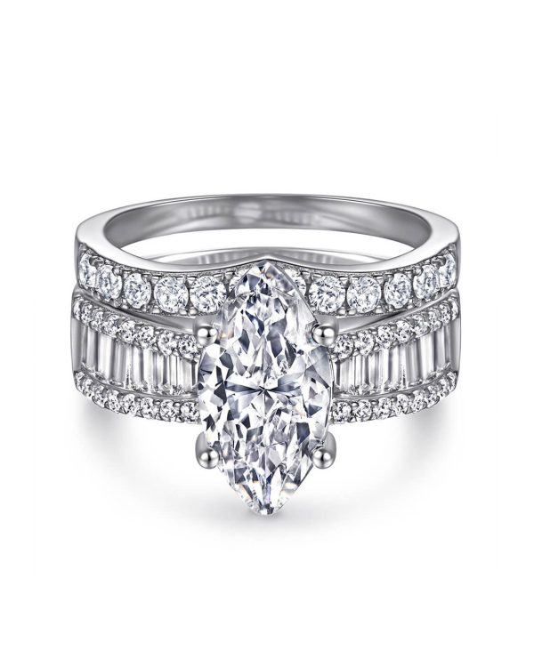 Marquise Cut Moissanite Ring Set In Sterling Silver