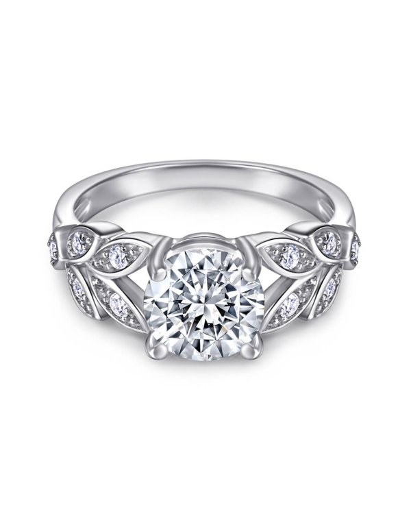 Round Cut Moissanite Ring In Sterling Silver