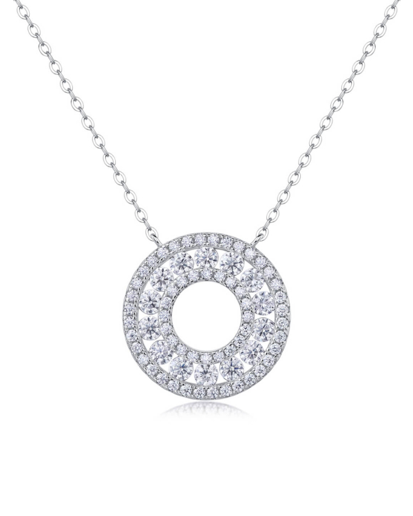 Moissanite Necklace in 925 Sterling Silver Plating 14K Gold