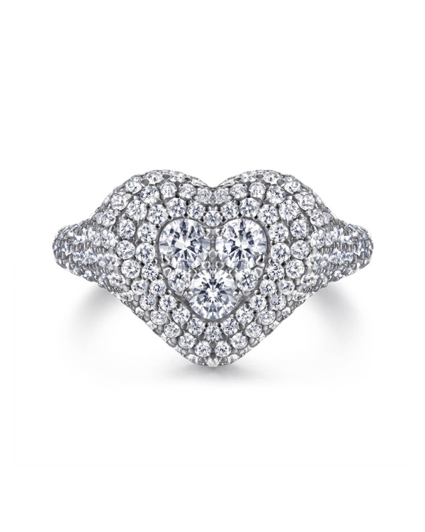 Heart Moissanite Ring In 925 Sterling Silver