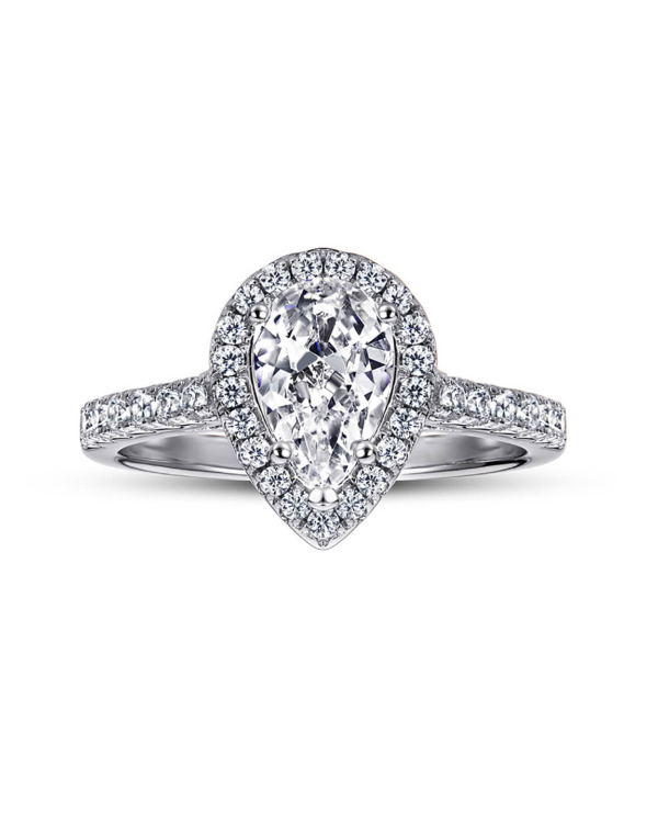 Halo Pear Cut Moissanite Ring For Women
