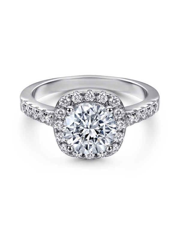 Halo Round Cut Moissanite Ring For Women