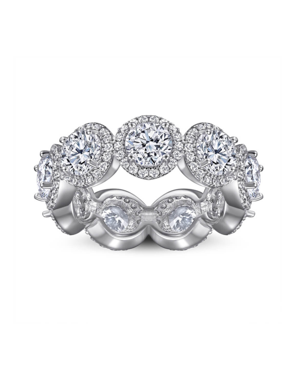 Round Eternity Moissanite Wedding Band In Sterling Silver 