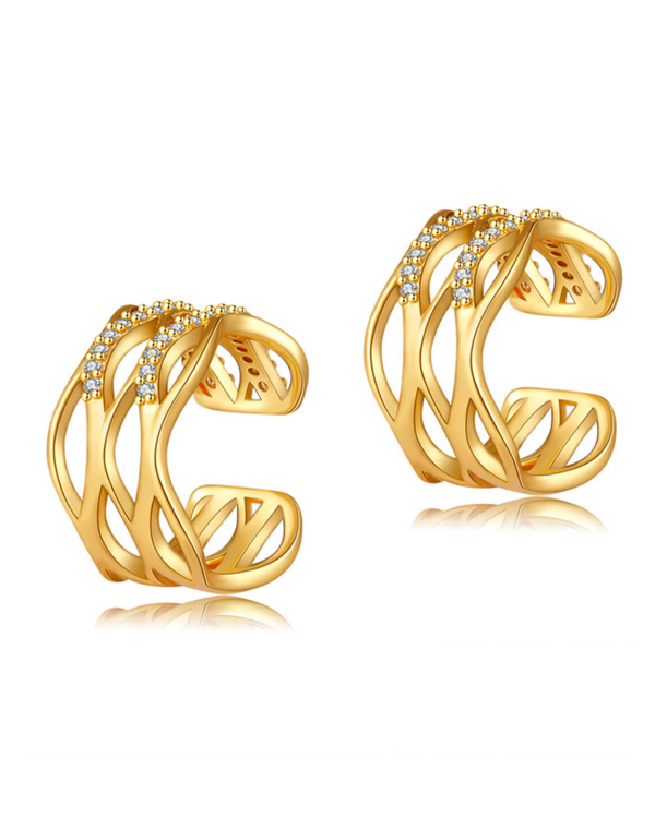 Multi-Layered Line Crossover Ear Clips