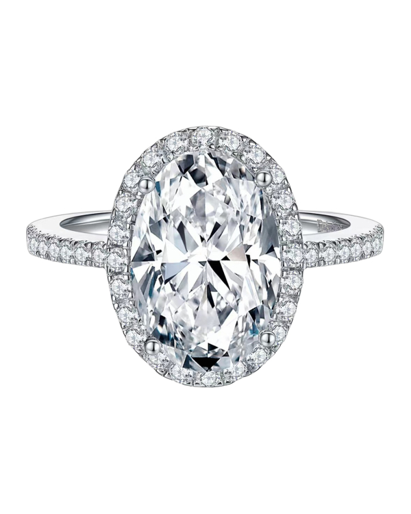 Oval Halo Moissanite Engagement Ring