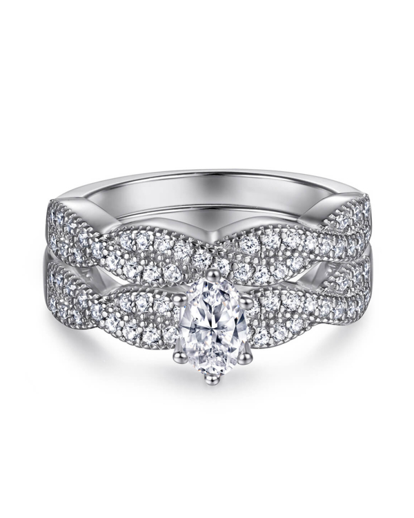 Oval Cut Moissanite Ring Set